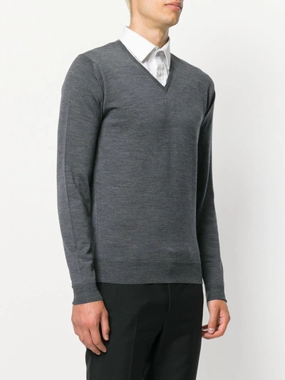 Shop John Smedley V-neck Knit Jumper In Grey