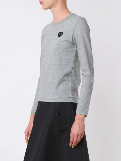 Shop Comme Des Garçons Play Chest Patch Longsleeved T-shirt In Grey