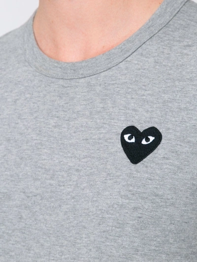 Shop Comme Des Garçons Play Chest Patch Longsleeved T-shirt In Grey