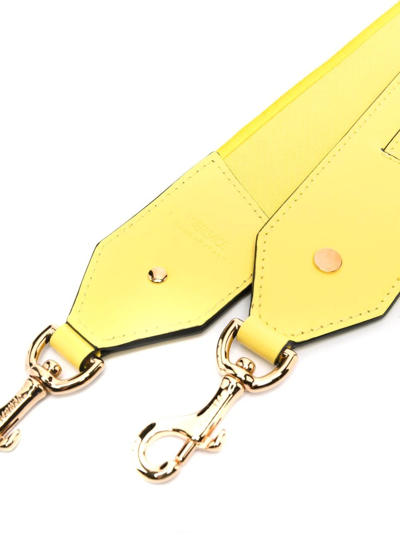 Shop Versace Geometric-print Leather Shoulder Strap In Gelb