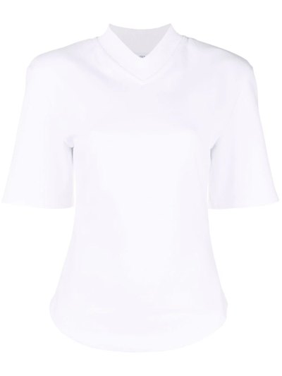 Shop Attico V-neck Cotton T-shirt In Weiss