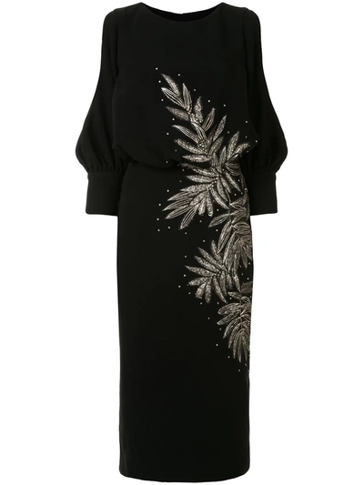 Shop Saiid Kobeisy Open-shoulder Embroidered Dress In Black