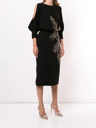 Shop Saiid Kobeisy Open-shoulder Embroidered Dress In Black