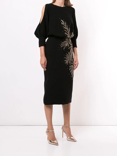 Saiid Kobeisy Open-shoulder Embroidered Dress In Black