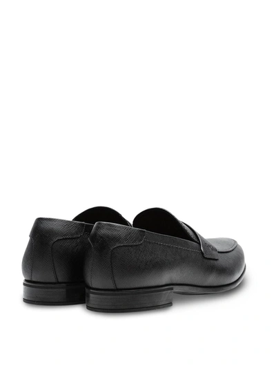 Shop Prada Saffiano Classic Loafers In Black