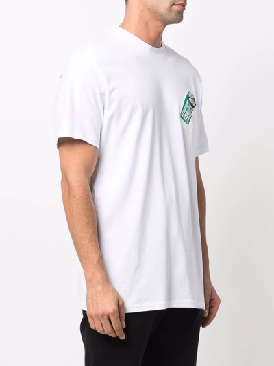 Shop Philipp Plein Cheque-print Round Neck T-shirt In White