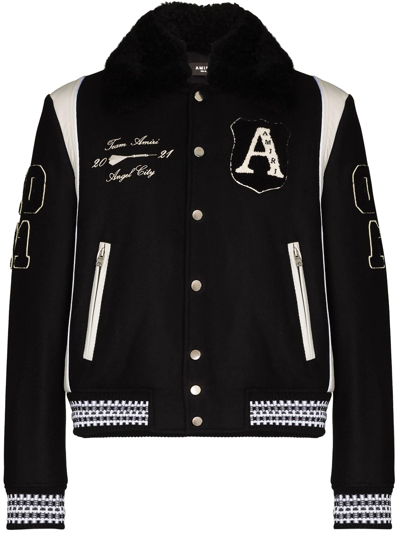 Shop Amiri Always On Point Varsity Jacket In Black