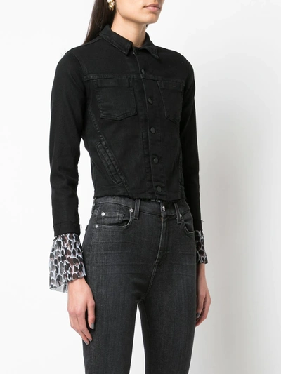 Shop L Agence Cropped Denim Jacket In Black