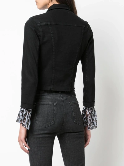 Shop L Agence Cropped Denim Jacket In Black