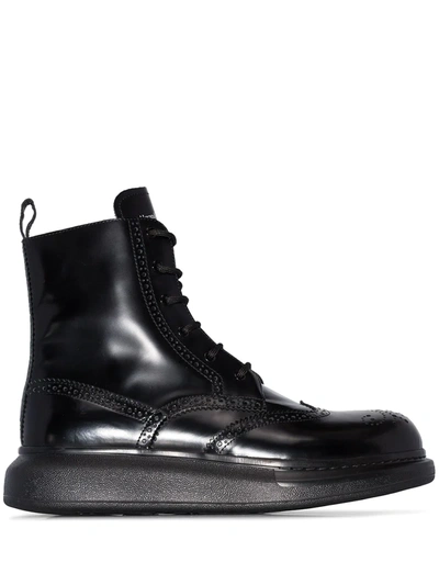 ALEXANDER MCQUEEN CHUNKY SOLE DERBY BOOTS - 黑色