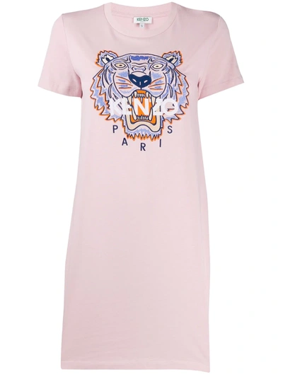 Shop Kenzo Tiger-embroidered T-shirt Dress In Pink