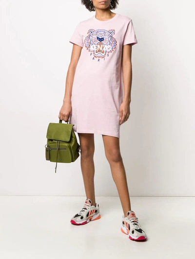 Shop Kenzo Tiger-embroidered T-shirt Dress In Pink