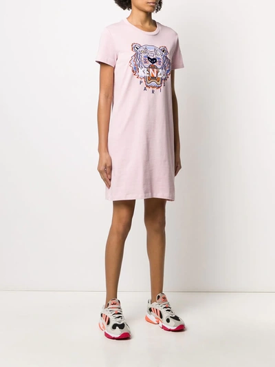 Shop Kenzo Tiger-embroidered T-shirt Dress In Pink