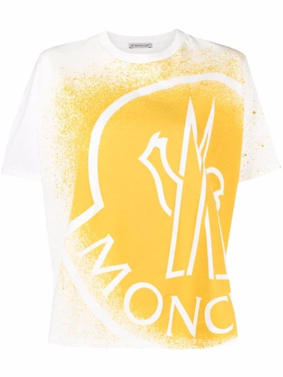 Shop Moncler Logo-print Crew-neck T-shirt In Yellow