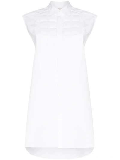 Shop Bottega Veneta Quilted Cotton-poplin Sleeveless Shirt In White