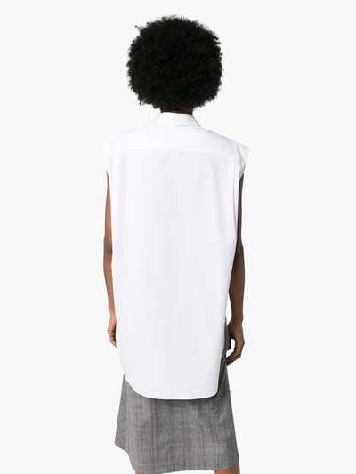 Shop Bottega Veneta Quilted Cotton-poplin Sleeveless Shirt In White