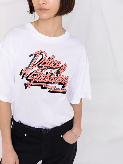 Shop Dolce & Gabbana Logo-print Oversized T-shirt In White