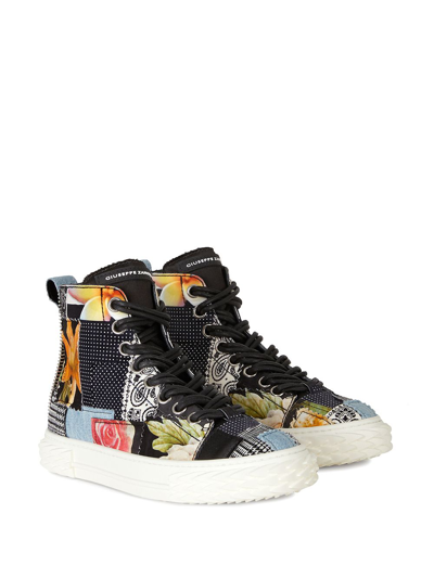 Giuseppe Zanotti Patchwork High-top Sneakers In Black