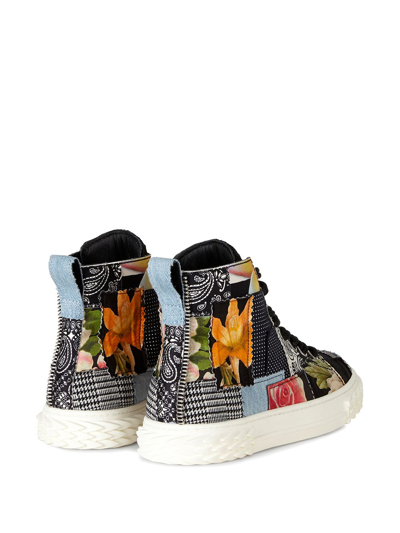 Giuseppe Zanotti Patchwork High-top Sneakers In Black
