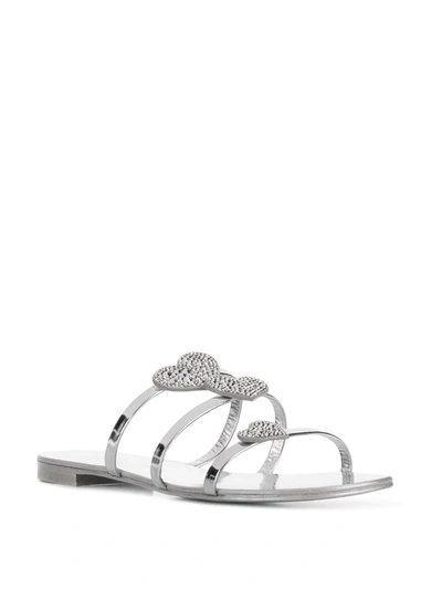 Shop Giuseppe Zanotti Hearts Sandals In Silver