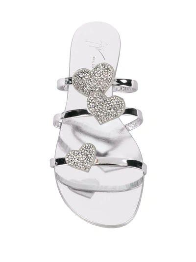 Shop Giuseppe Zanotti Hearts Sandals In Silver