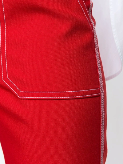 Shop Chloé Cropped High-rise Trousers In Red