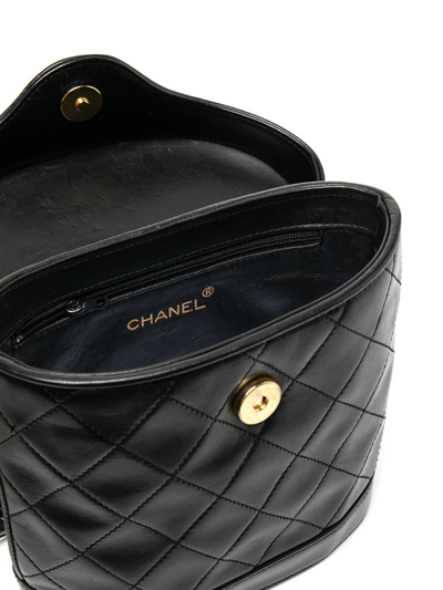 Pre-owned Chanel 1990s Cc Diamond-quilted Tassel Crossbody Bag In Black