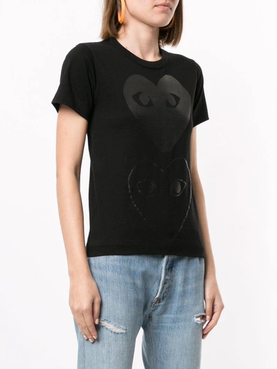 Comme Des Garçons Play Logo Print T-shirt In Black