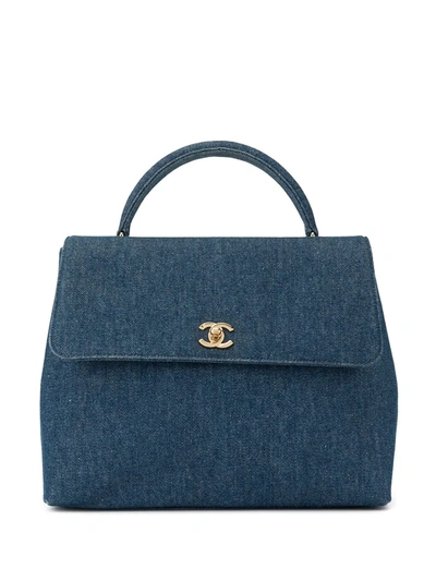 Pre-owned Chanel 1998 Cc Turnlock Handbag In Blue
