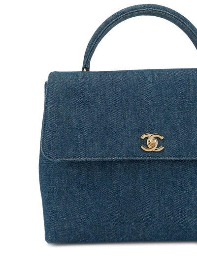 Pre-owned Chanel 1998 Cc Turnlock Handbag In Blue