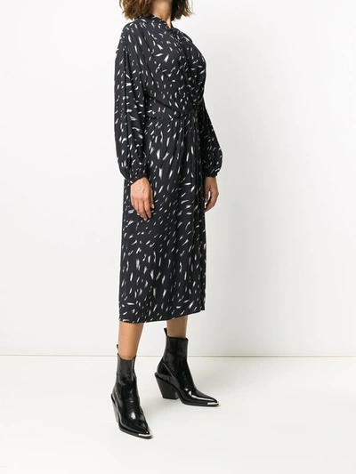 Shop Iro Tie-neck Abstract Midi Dress In Black