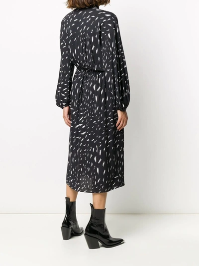 Shop Iro Tie-neck Abstract Midi Dress In Black