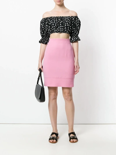 Pre-owned Versace Fitted Midi Skirt In Pink