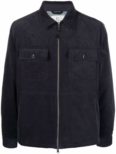 Shop Woolrich Stag Corduroy Padded Shirt Jacket In Blue