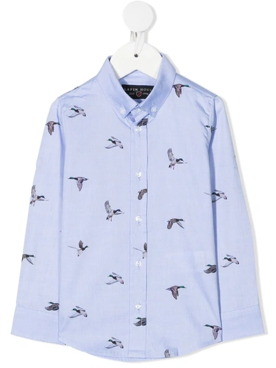 Shop Lapin House Bird Motif Print Shirt In Blue