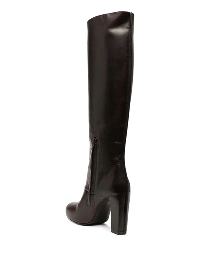 Shop Lemaire Heeled Leather Boots In Brown