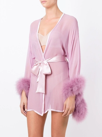 Gilda & Pearl Diana Silk And Marabou Feather Robe In Pink