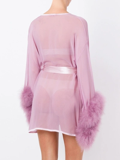Gilda & Pearl Diana Silk And Marabou Feather Robe In Pink
