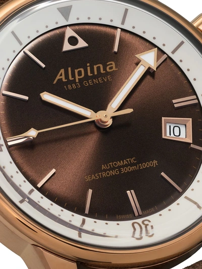 Shop Alpina Seastrong Heritage Diver 42mm In Brown-white