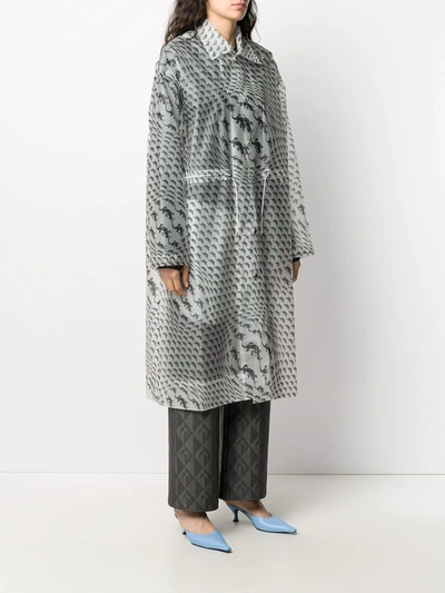 LIZARD-PRINT LONGLINE RAINCOAT