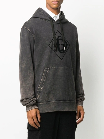 Shop Dolce & Gabbana Acid Wash Logo Hoodie In Grey