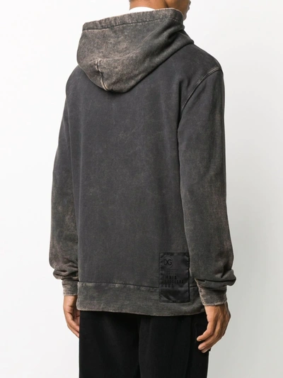 Shop Dolce & Gabbana Acid Wash Logo Hoodie In Grey