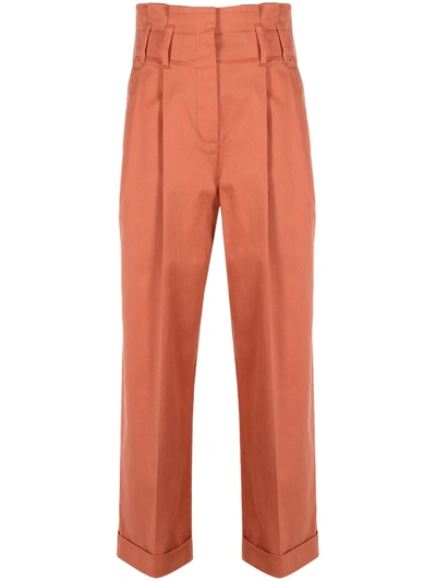 Shop Brunello Cucinelli Cropped Straight-leg Trousers In Orange