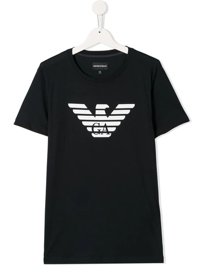 Shop Emporio Armani Teen Logo T-shirt In Black