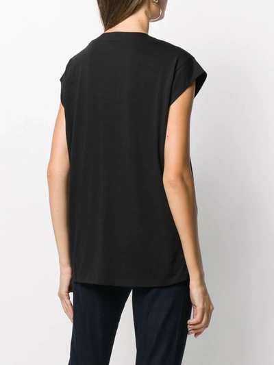 Frame Black Cotton V-neck T-shirt In Black
