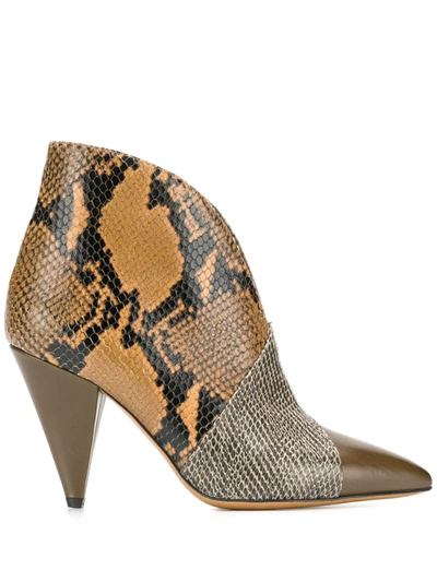 Shop Isabel Marant Snakeskin-pattern Boots In Neutrals