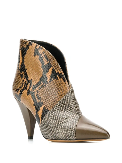 Shop Isabel Marant Snakeskin-pattern Boots In Neutrals