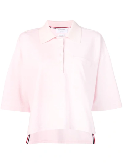 Shop Thom Browne Piqué Cotton Oversized Pocket Polo In Pink