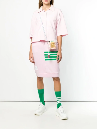 Shop Thom Browne Piqué Cotton Oversized Pocket Polo In Pink