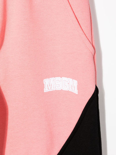 Shop Msgm Colour-block Fleece Sweat Pants In Pink